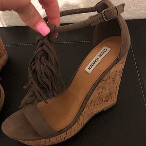 Steve Madden Taupe Fringe Heels